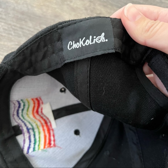 Black Pride Rainbow Adjustable Baseball Cap Hat ChoKolid LGBTQ+ Flag Embroidered - Picture 4 of 5